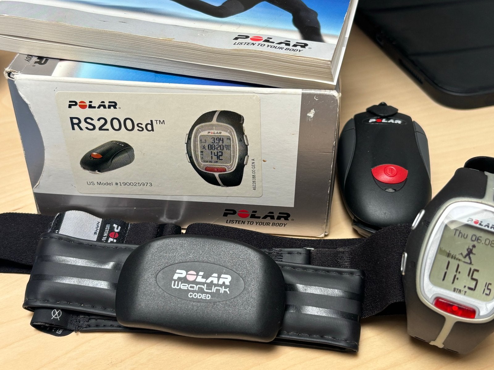 Polar RS200sd sporthorloge met hartslagmeter en GPS, Hartslag, Zwart, Ophalen of Verzenden, Gebruikt