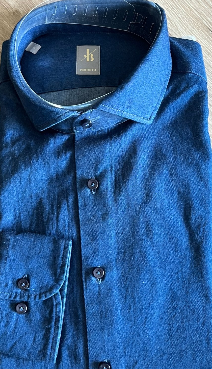 Jacques Britt slimfit overhemd, maat S, nieuw, wvp €145,00, Blauw, Halswijdte 38 (S) of kleiner, Jacques Britt, Nieuw
