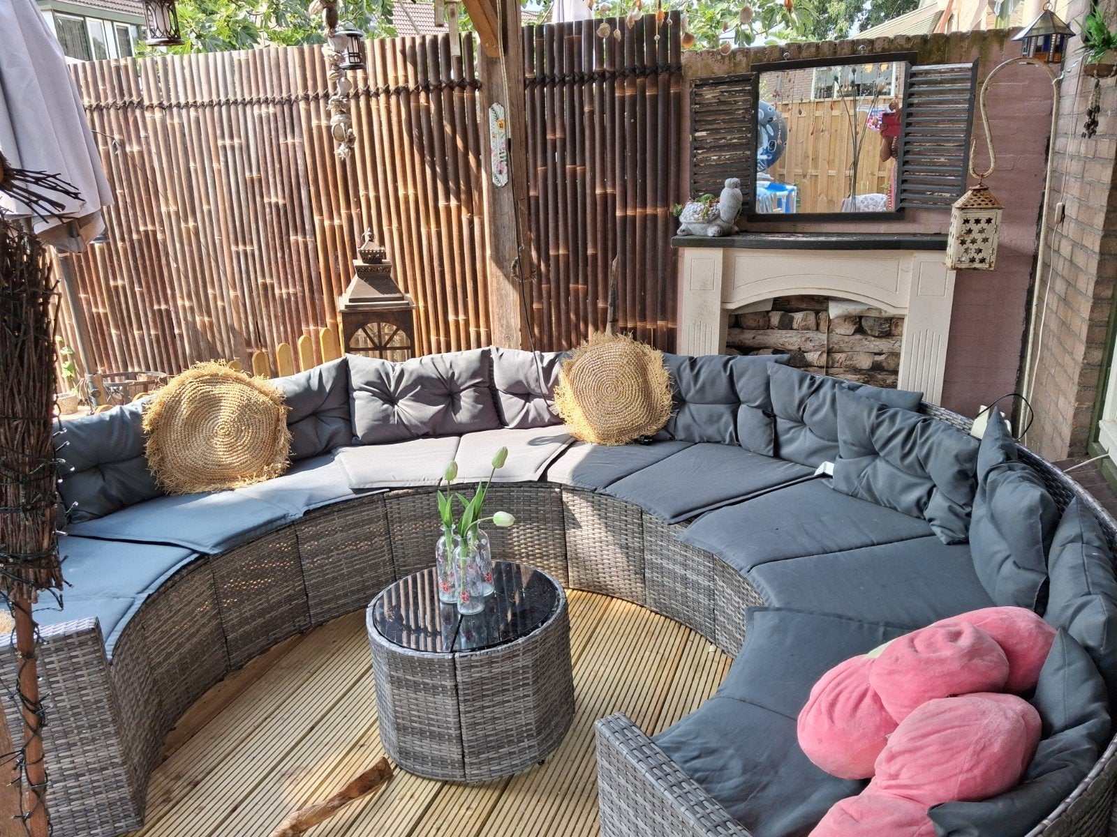 Luxe Wicker Loungeset met Kussens - Zo goed als nieuw, Tuin en Terras, Tuinsets en Loungesets, Ophalen, Gebruikt, Loungeset, Wicker