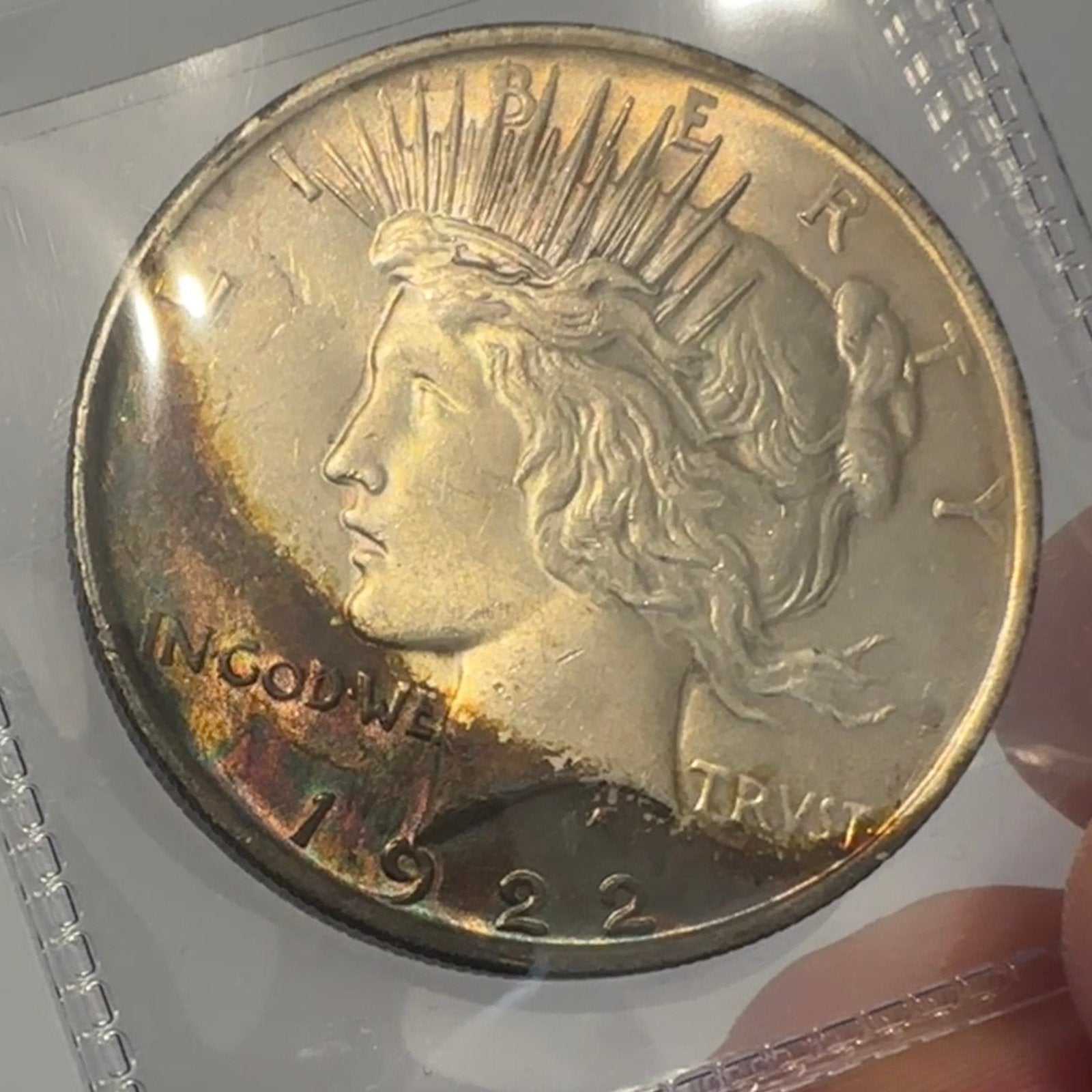 USA 1922 Peace Dollar - Toning, Ophalen of Verzenden, Noord-Amerika, Zilver