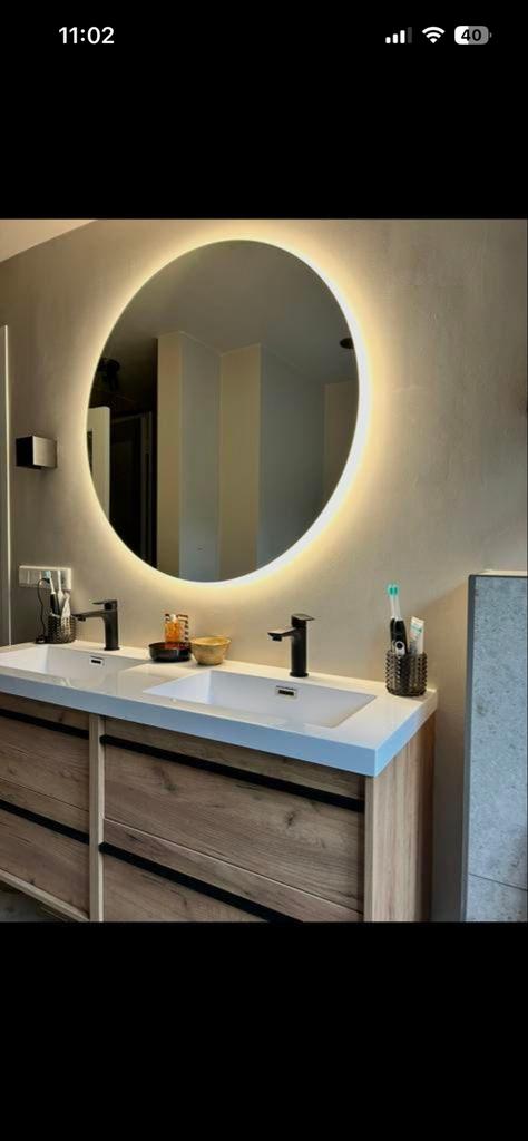 Infrarood LED Spiegel 100 cm met Verlichting en Verwarming, Ophalen, Rond, Nieuw, 75 tot 100 cm