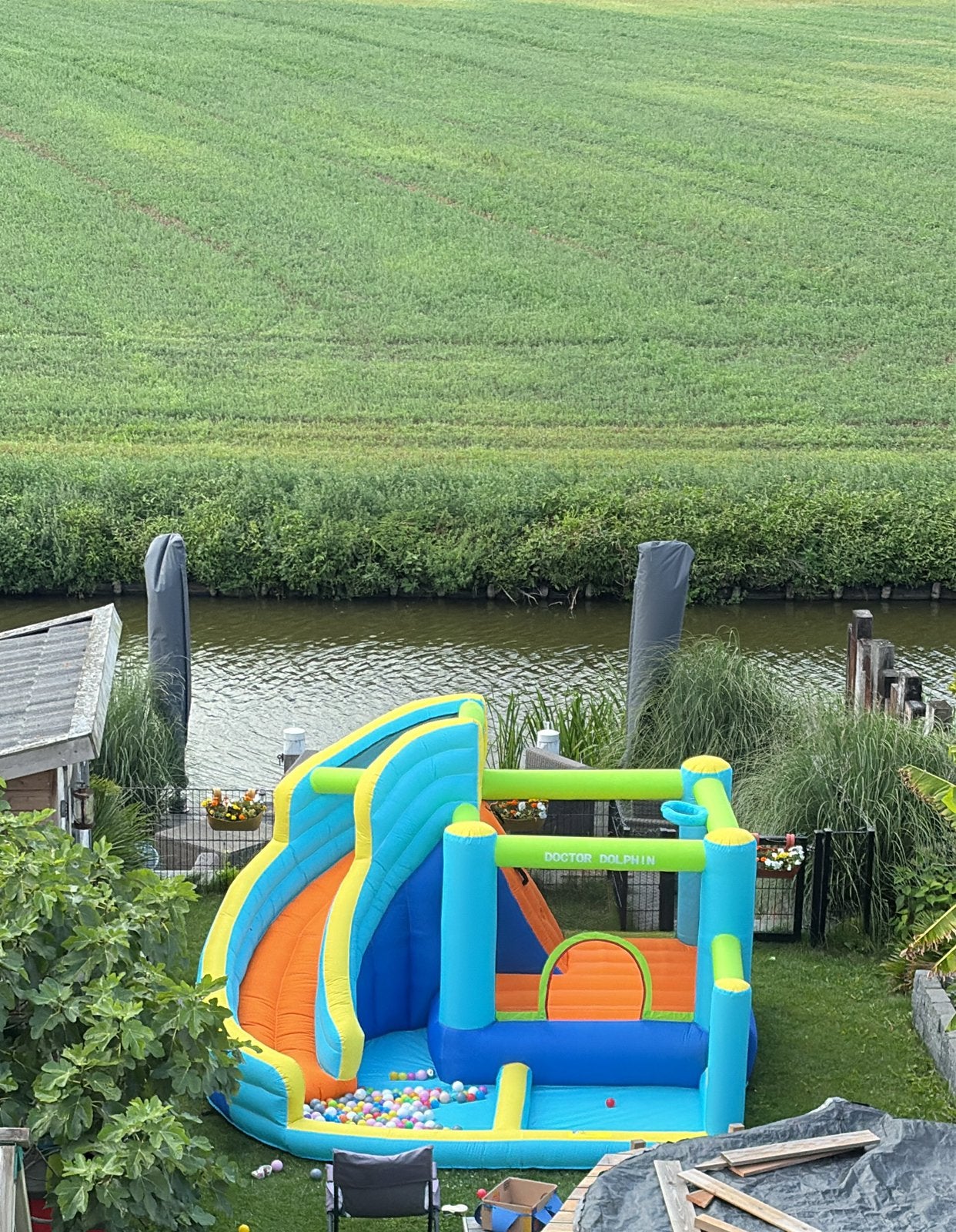 Te huur Waterslidespringkussen, Ophalen of Verzenden, Zo goed als nieuw, Overige