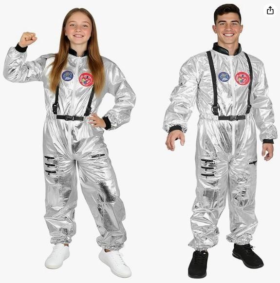 Zilverkleurig unisex astronauten kostuum, maat: XL, Ophalen of Verzenden, Nieuw, Kostuum, Carnaval