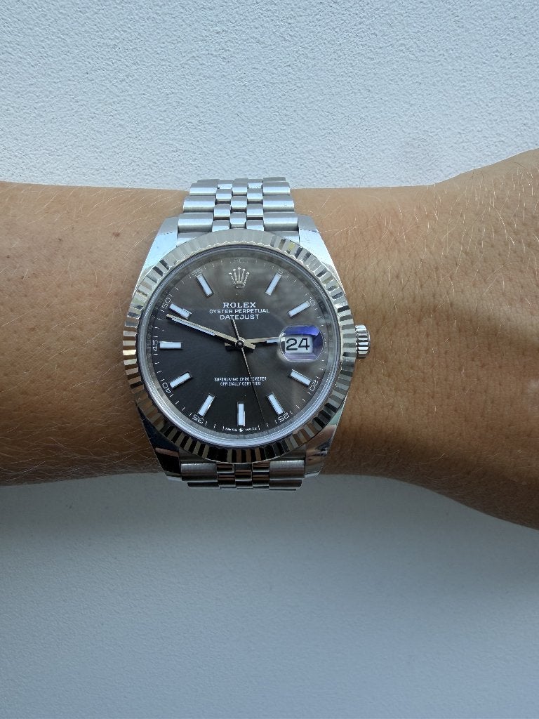 Rolex Datejust 41MM Rhodium, Ophalen, Staal, Polshorloge, Zo goed als nieuw