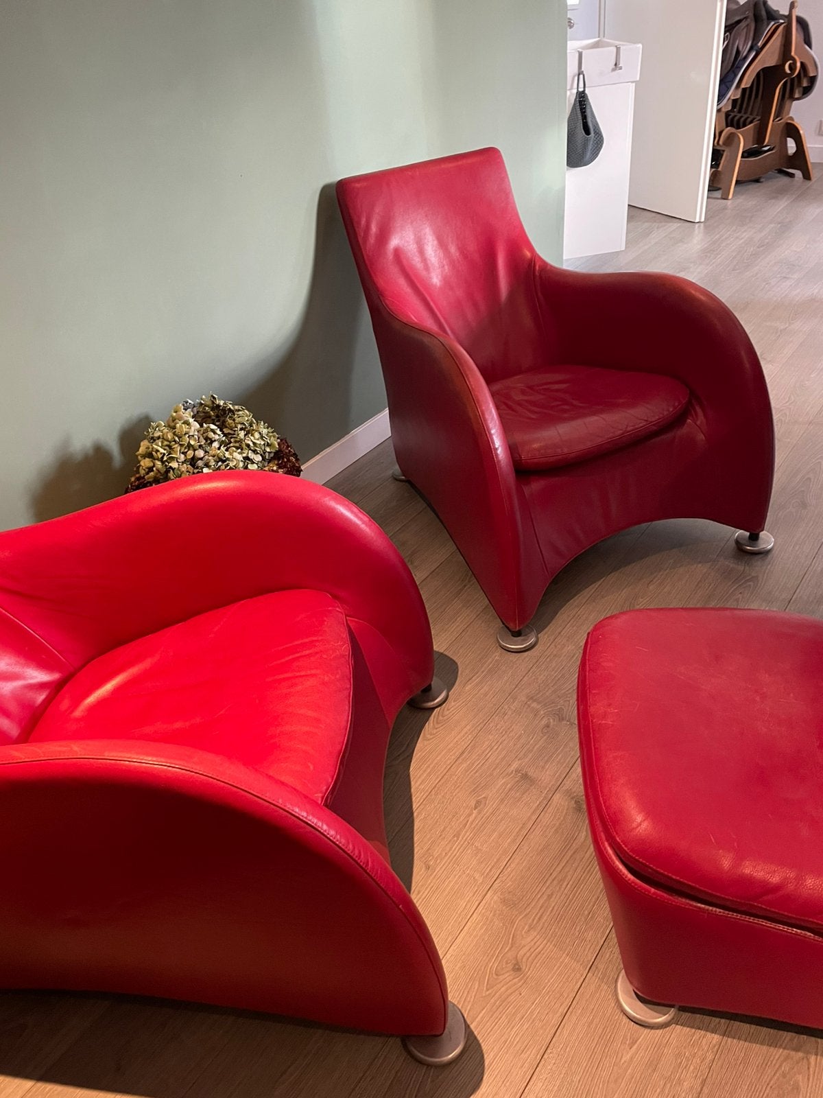 2 stuks gerard van den berg fauteuils met hocker, Ophalen, Zo goed als nieuw, 75 tot 100 cm, 50 tot 75 cm