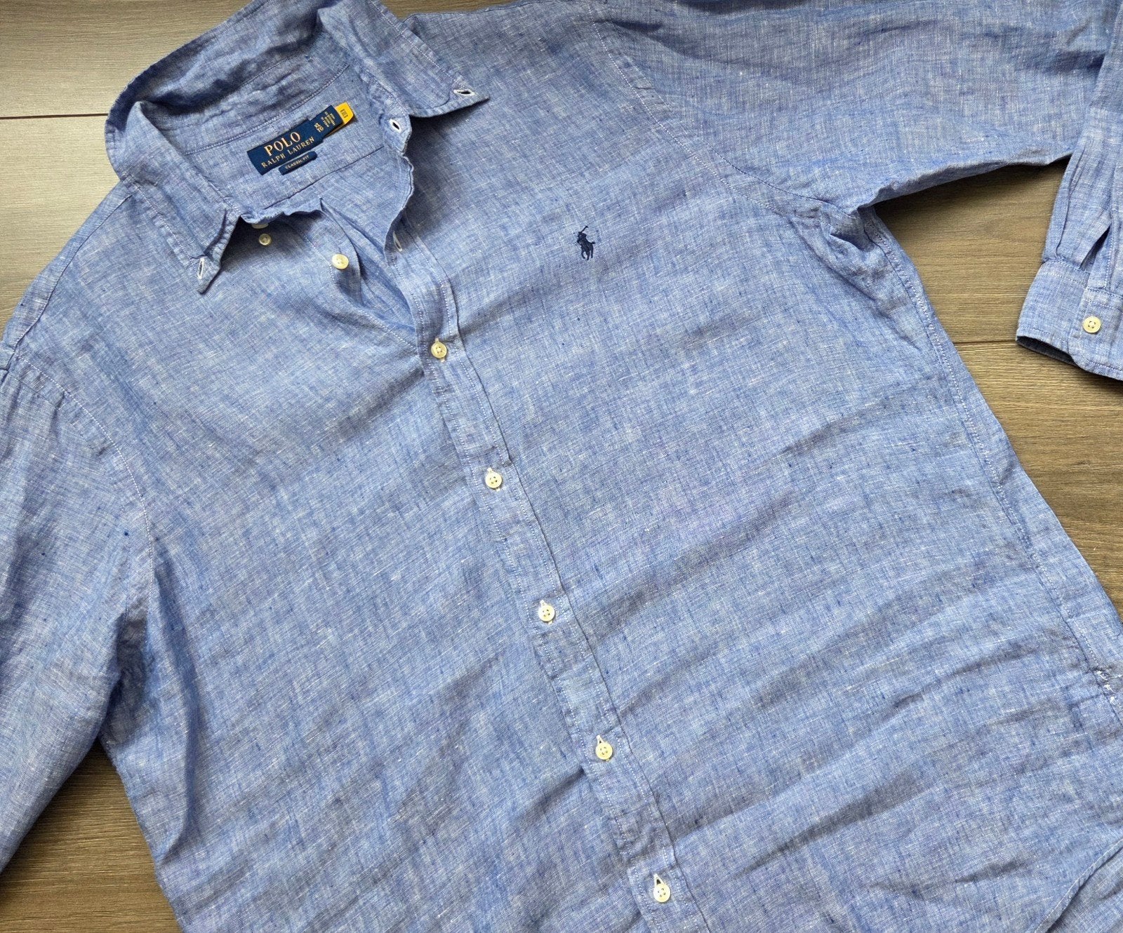 Polo Ralph Lauren Linnen Overhemd - Blauw - XL, Kleding | Heren, Overhemden, Blauw, Nieuw, Ophalen of Verzenden, Polo Ralph Lauren