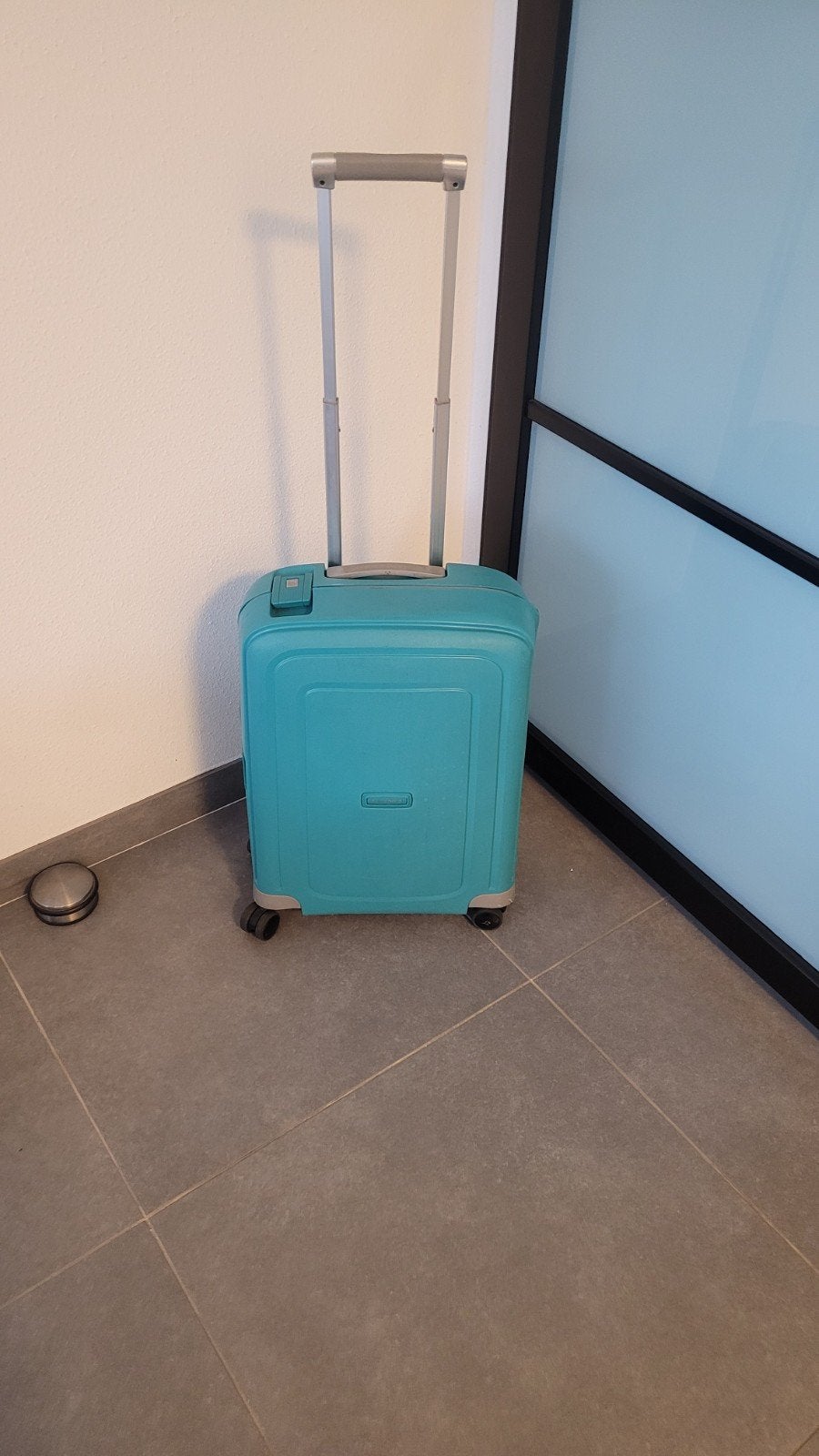 SAMSONITE S'CURE SPINNER 55CM HANDBAGAGE TURQUOISE ZGAN, Ophalen, Gebruikt, Hard kunststof, Uitschuifbare handgreep