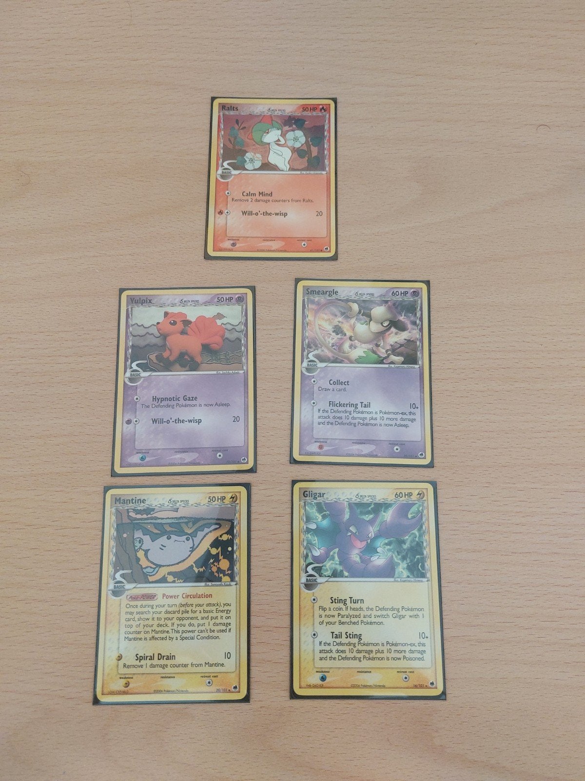 5 Pokémon Delta Species kaarten, Ophalen, Gebruikt, Meerdere kaarten