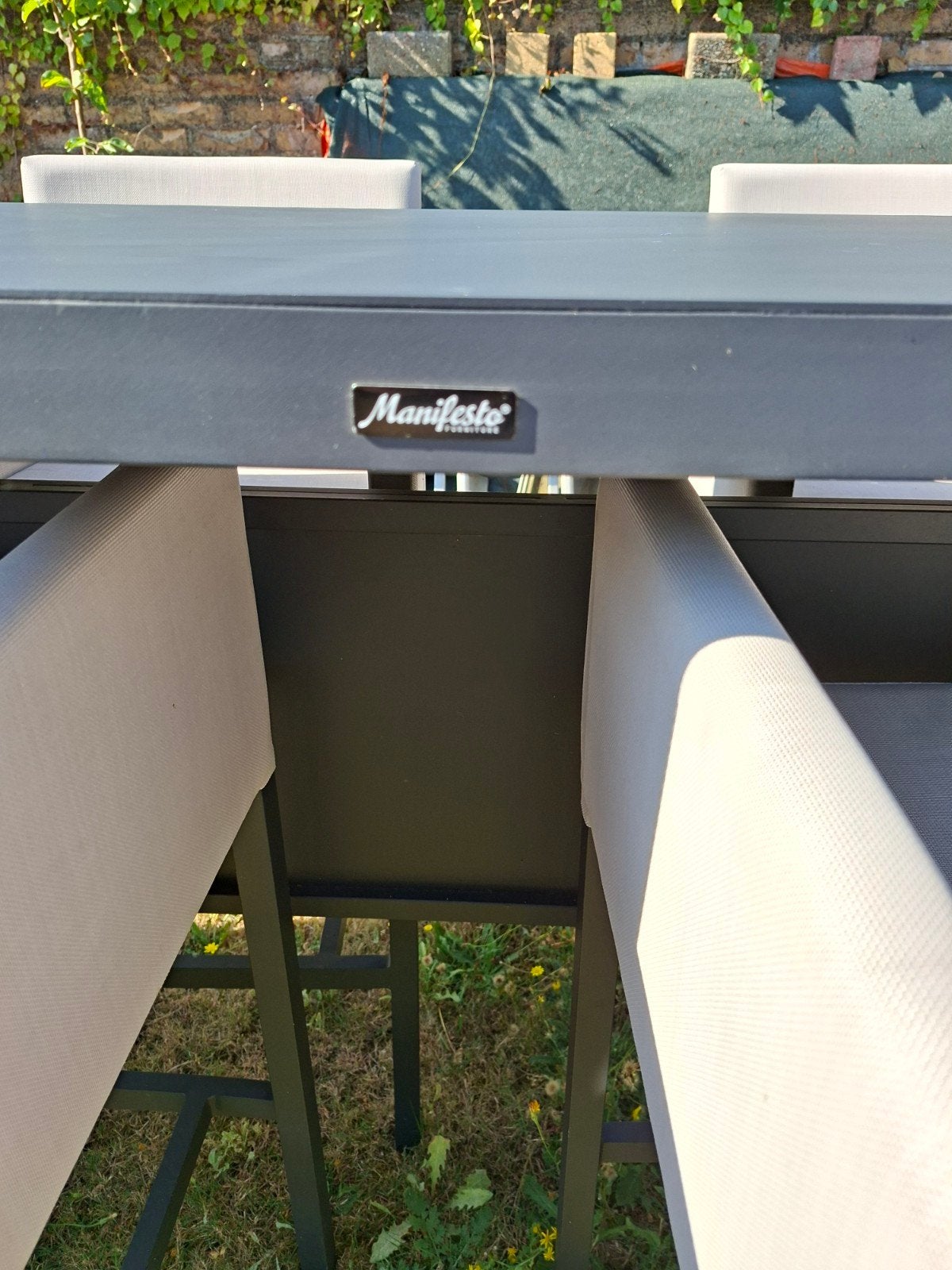 Kees Smit Manifesto Tuin Barset met 4 Barstoelen en Kussens, Gebruikt, Ophalen of Verzenden, Tuinset, Eettafel