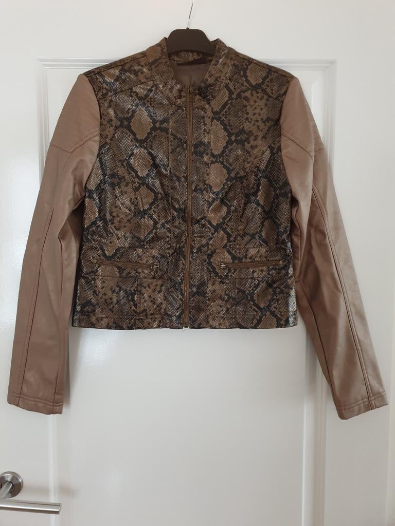 Nep leren jasje met slangenprint maat L Royal Chicks, Bruin, Maat 42/44 (L), Nieuw, Ophalen of Verzenden