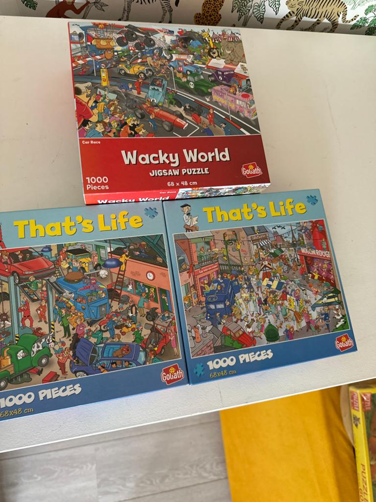 Goliath Puzzels: Wacky World & That's Life (3 stuks), Ophalen, 500 t/m 1500 stukjes, Gebruikt, Legpuzzel