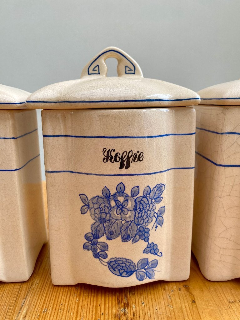 vintage Voorraadbussen set 8-delig koffie suiker etc, Ophalen, Gebruikt, Overige merken, Vintage