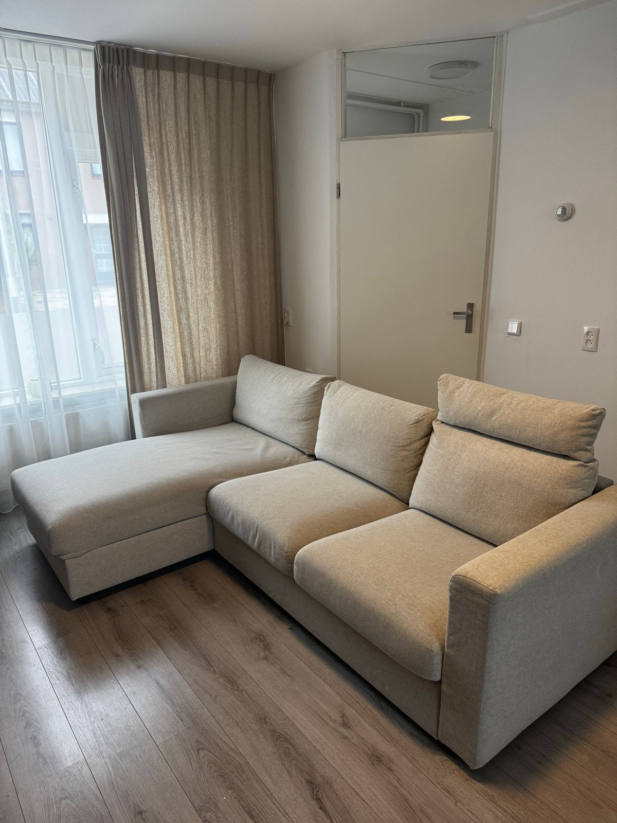IKEA VIMLE 3-zitsbank met chaise longue lichtgrijs, Ophalen, 250 tot 300 cm, Gebruikt, 100 tot 125 cm