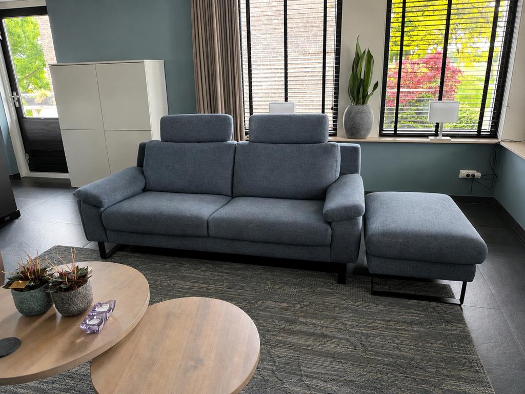 Montel bank blauw, zgan, Huis en Inrichting, Banken | Bankstellen, Ophalen, 150 tot 200 cm, Tweepersoons, 75 tot 100 cm