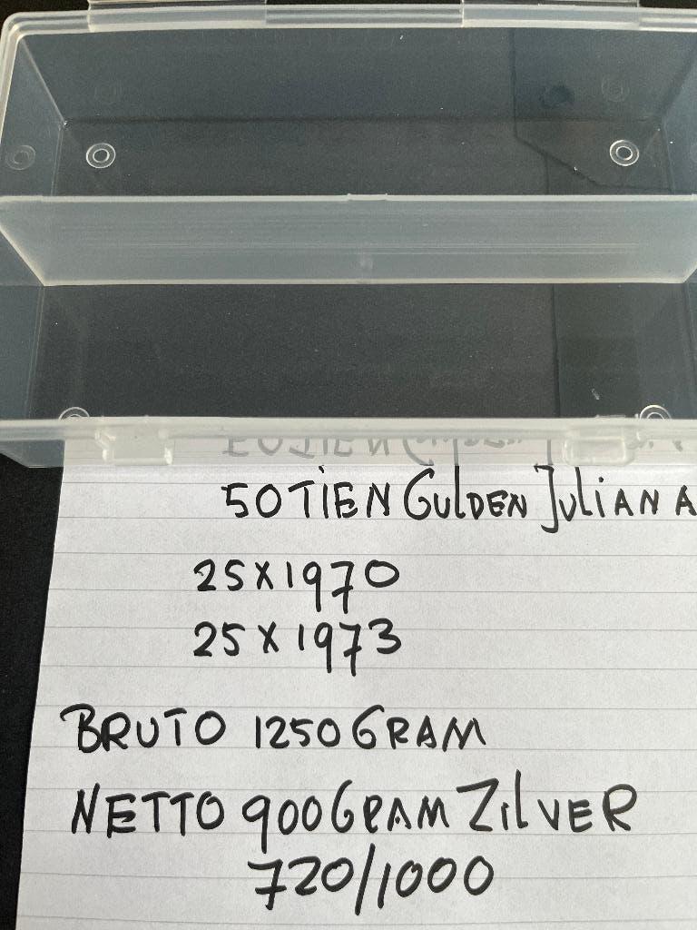 JULIANA 25X1970 EN 25 X 1973  TIEN GULDEN, Koningin Juliana, Zilver, 10 gulden, Verzenden