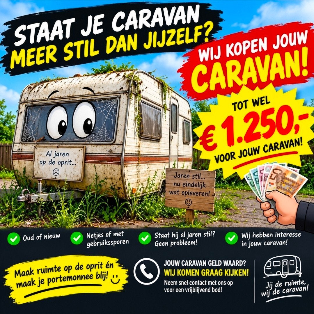 Inkoop van ( SLOOP) CARAVANS TOT €1250, Caravans en Kamperen