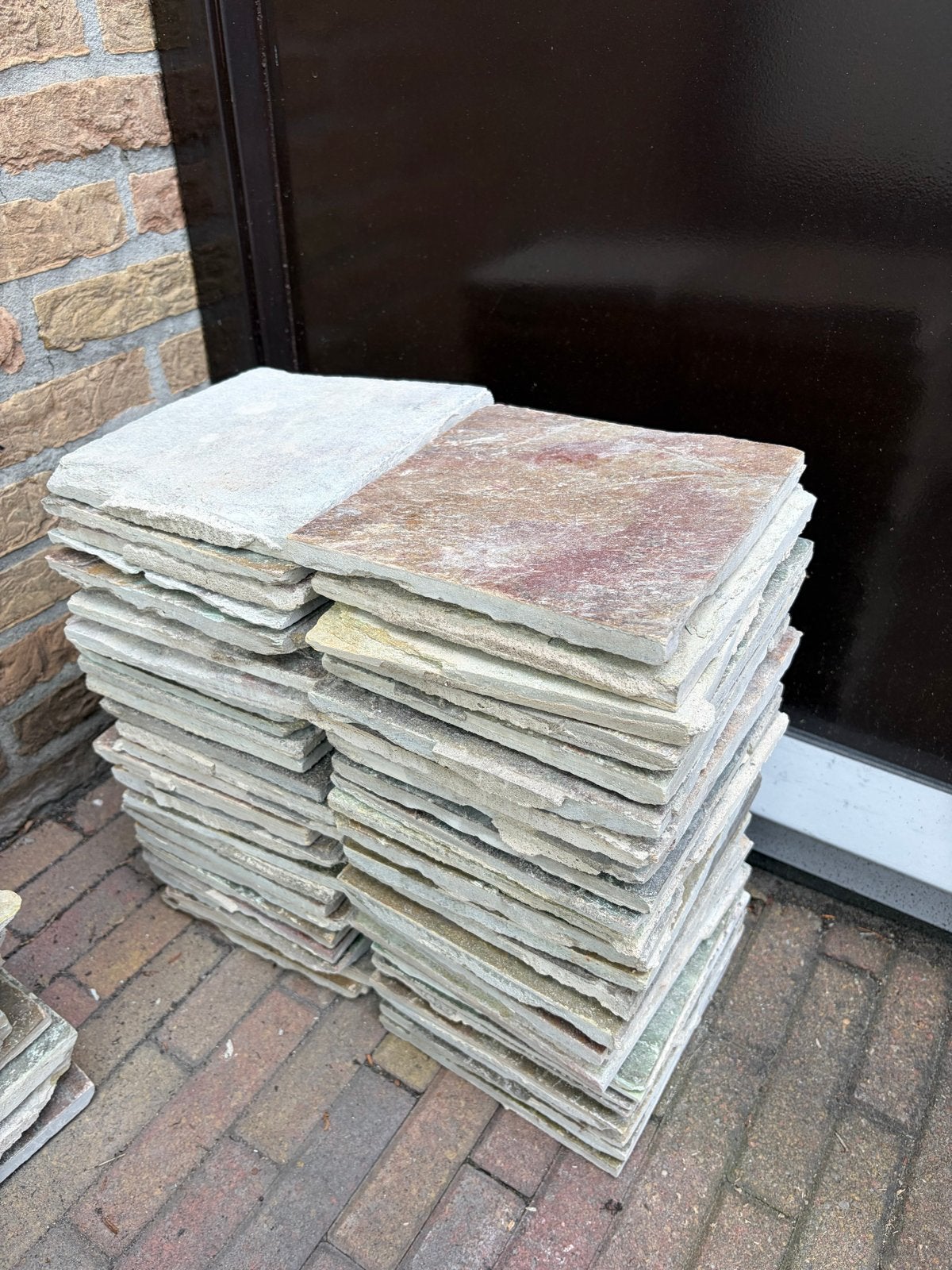 Leisteen tegels 19,7x19,7 cm - Hele en beschadigde stenen, Ophalen, Overige materialen, Gebruikt, Minder dan 20 cm
