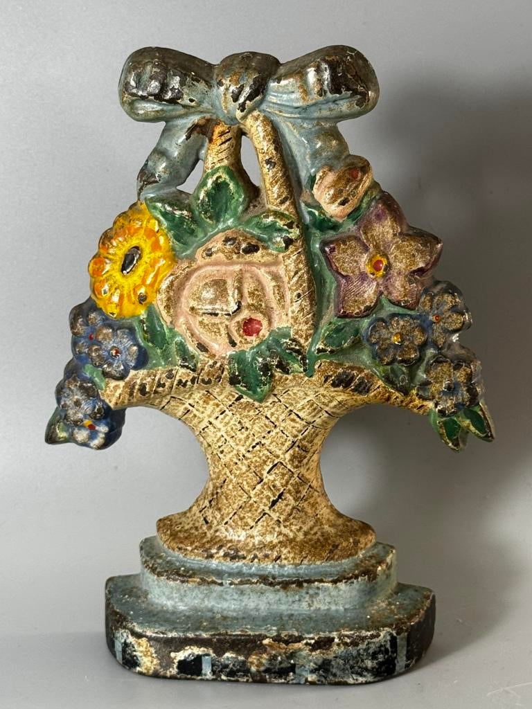 antieke gietijzeren bloemenmand deurstopper,, Antiek en Kunst, Ophalen of Verzenden