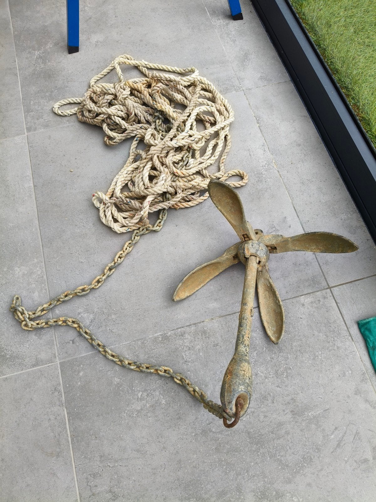 Anker met ketting en lijn - Gebruikt, Watersport en Boten, Ophalen, Gebruikt, Overige typen