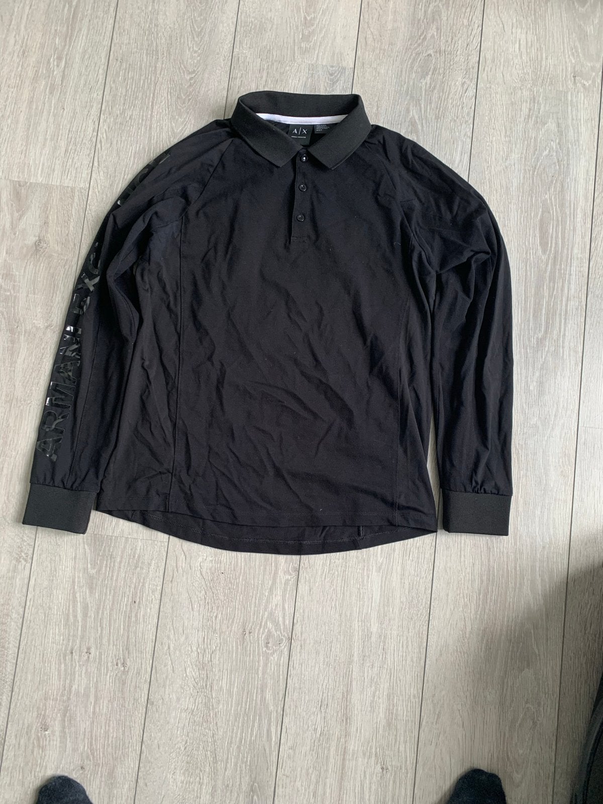 Armani Exchange polo shirt lange mouwen - Maat M, Ophalen of Verzenden, Zo goed als nieuw, Maat 48/50 (M), Zwart
