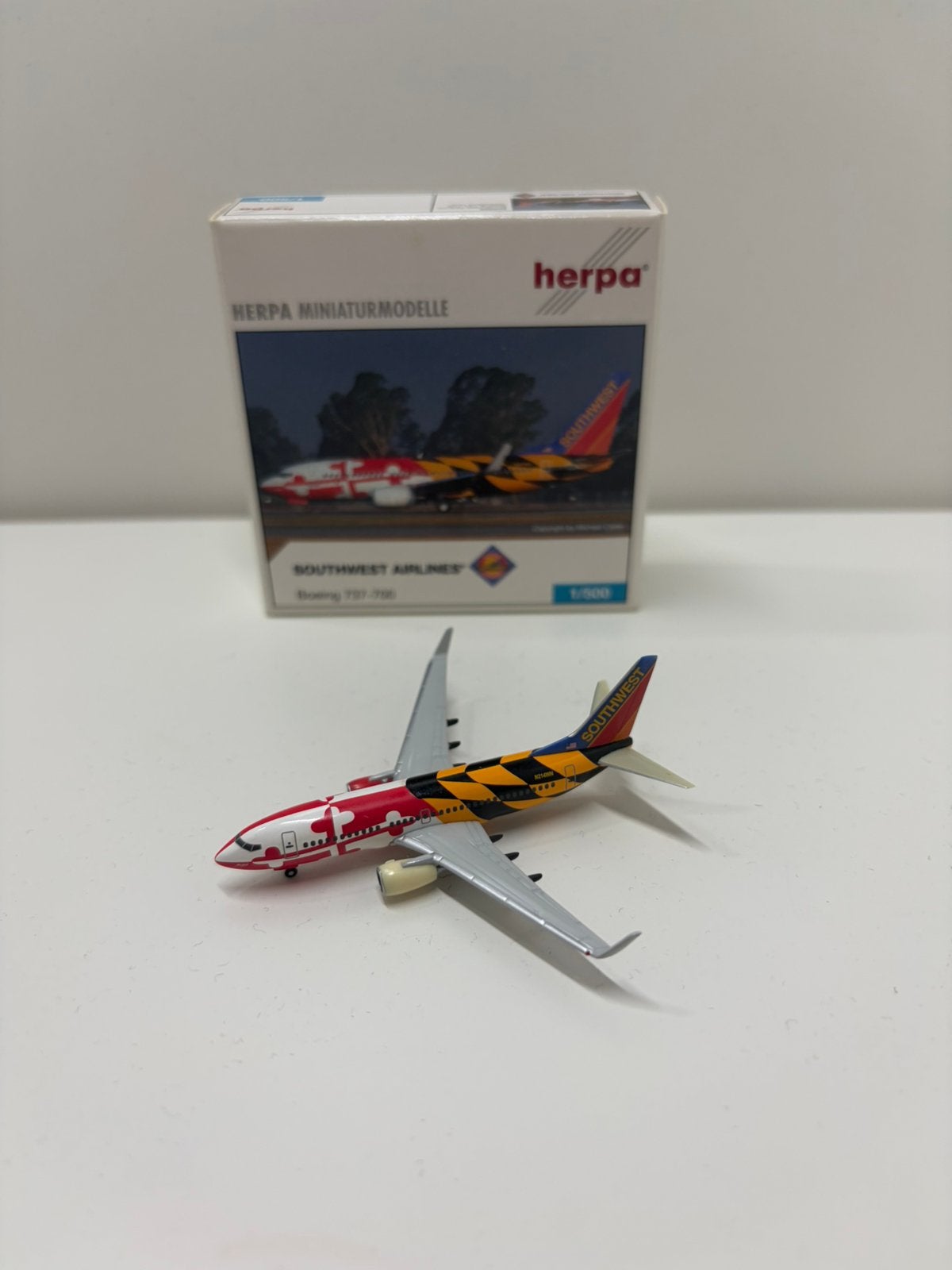 Herpa 1:500 Southwest Airlines 737-700 “Maryland one” Livery, Ophalen of Verzenden, Zo goed als nieuw, Schaalmodel