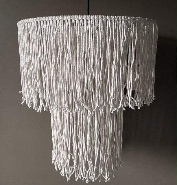 Mooie hanglamp kroonluchter zandkleur boho landelijk Ibiza, Ophalen of Verzenden, Nieuw