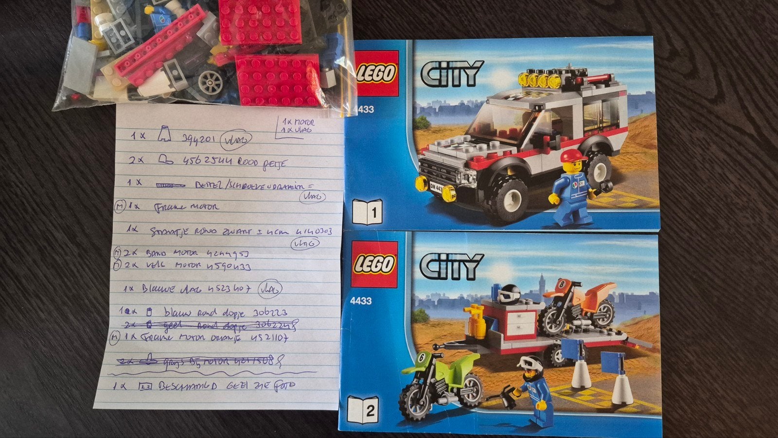 LEGO City 4433: Off-Road Voertuig & Motorcross Trailer, Ophalen of Verzenden