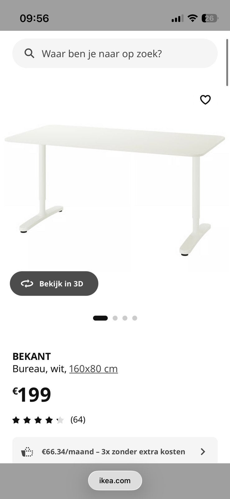 Bureau bekant Ikea, Ophalen, Gebruikt, In hoogte verstelbaar, IKEA