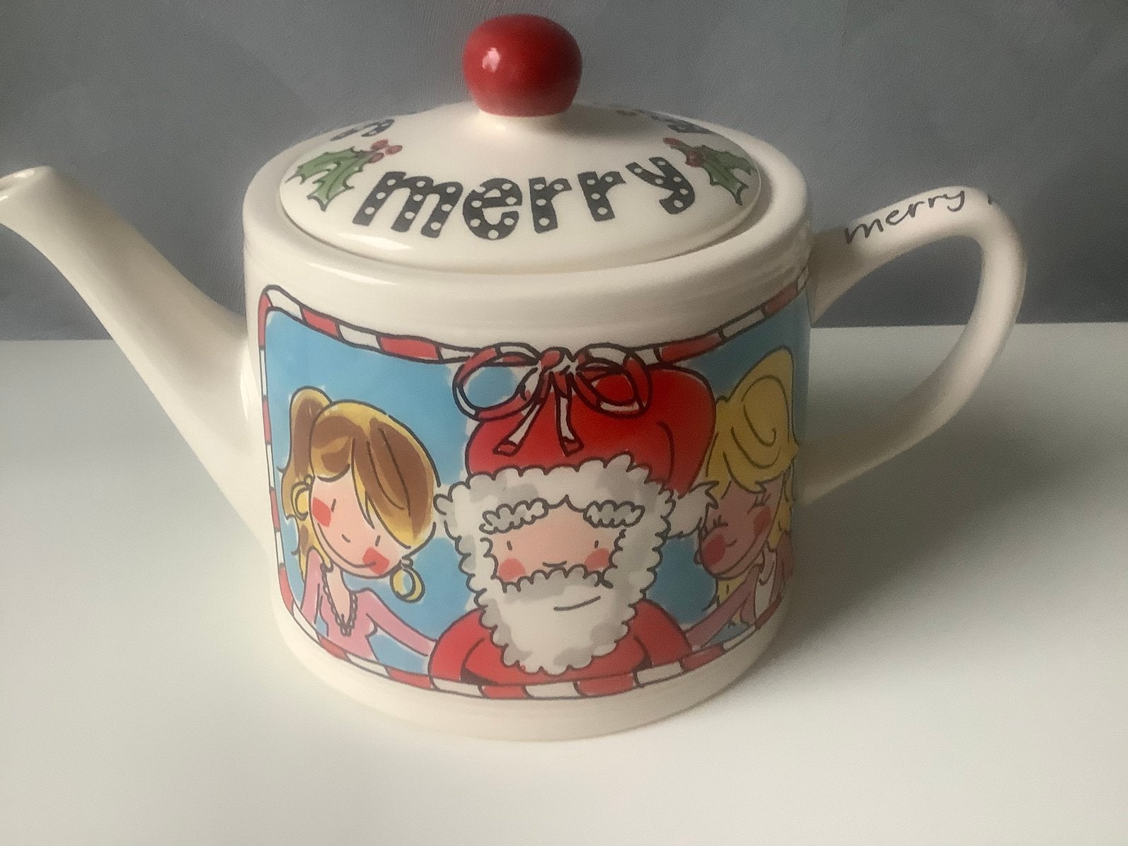 Blond Amsterdam theepot KERST: Merry Kissmas, Ophalen, Overige typen, Zo goed als nieuw, Aardewerk