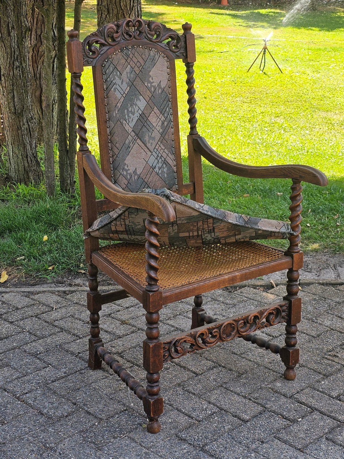 Set van 6 Antieke Eiken Stoelen 2x groot en 4x klein met Ged, Antiek en Kunst, Ophalen