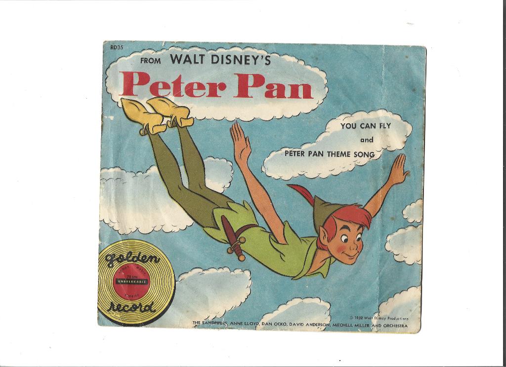 Walt Disney : Peter Pan singel  uit 1952, Gebruikt, Verzenden, Voor 1960, Verhaal of Sprookje