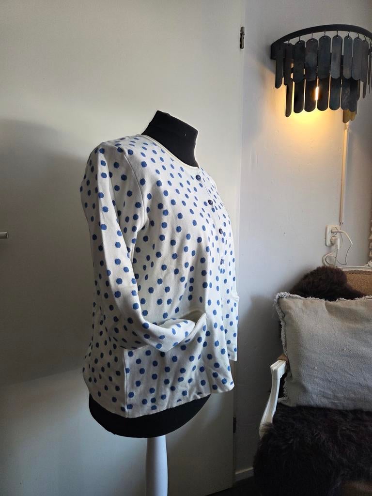 Gudrun Sjoden wit vest met blauwe stippen, Wit, Maat 46/48 (XL) of groter, Nieuw, Ophalen of Verzenden