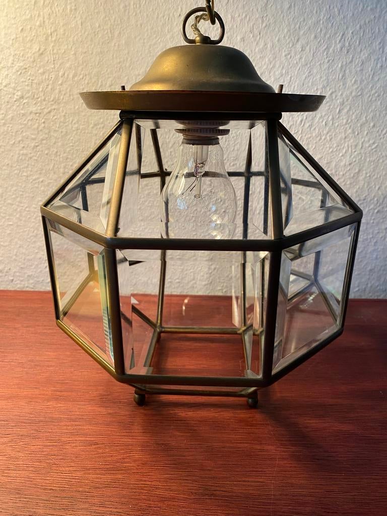 Jaren '20 Hanglamp Facet Glas & Koper - Adolf Loos Stijl, Ophalen of Verzenden