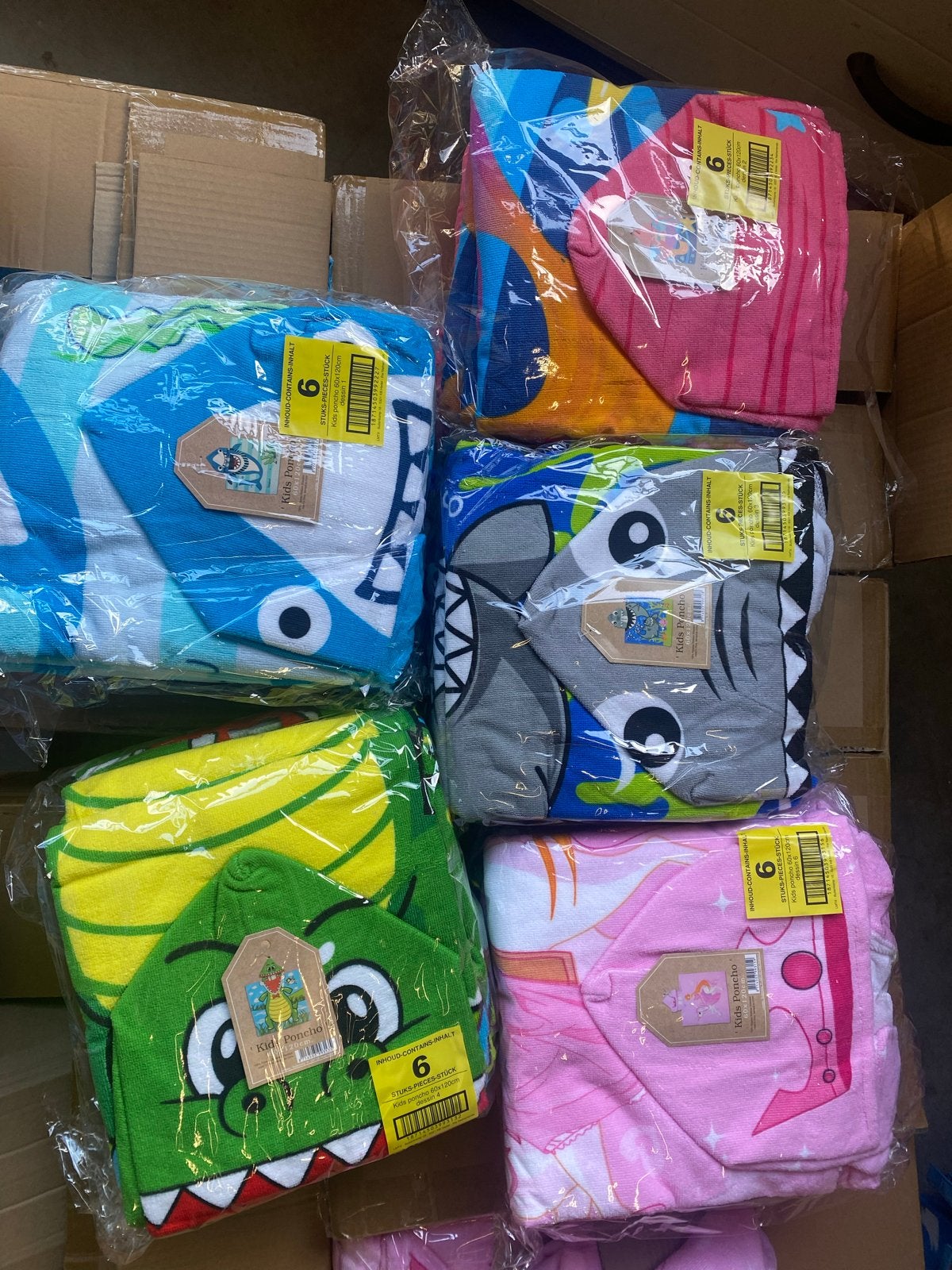 10x Nieuwe Kinder Poncho Handdoek - Diverse Designs 60x120cm, Onbekend, Nieuw, Ophalen of Verzenden, Onbekend
