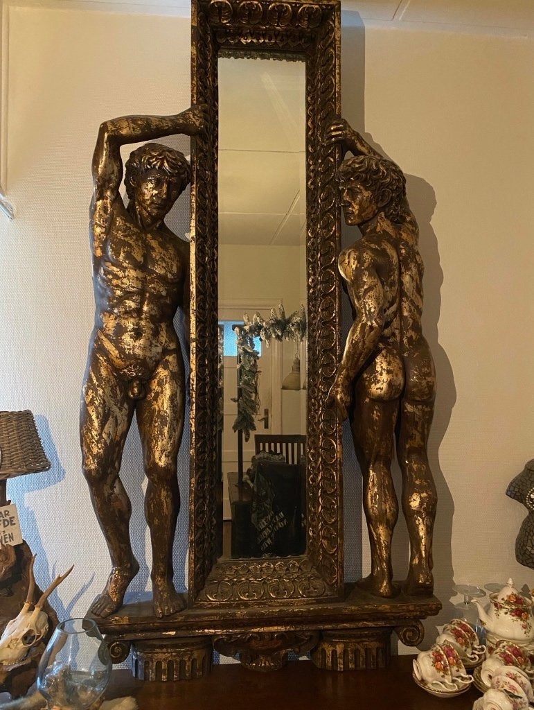 Yab classic line zeer bijzondere spiegel met Michelangelo, Antiek en Kunst, Ophalen, Rechthoekig, 50 tot 100 cm, 150 tot 200 cm