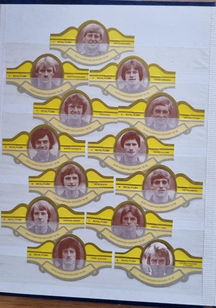 Ajax Royal Flush Sigarenbandjes 1979/1980 - Complete Set, Ophalen of Verzenden, Ajax