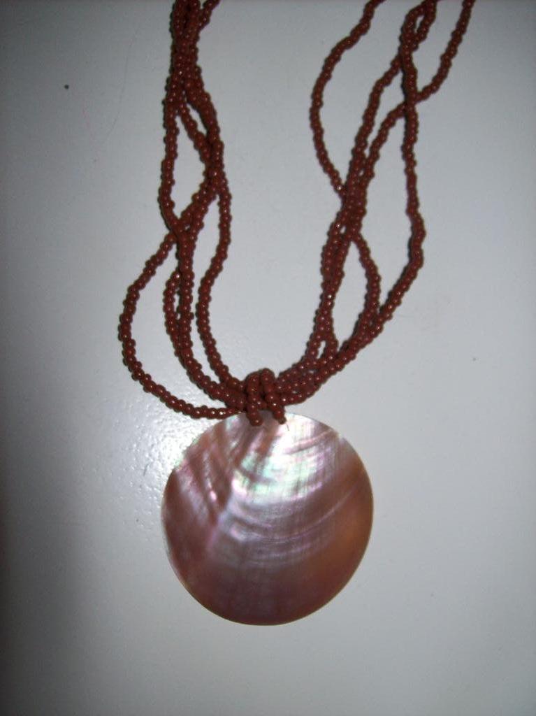 Ketting Bruine Steentjes Mooie Parel moer Schelp hanger, Verzenden, Nieuw, Bruin, Overige materialen