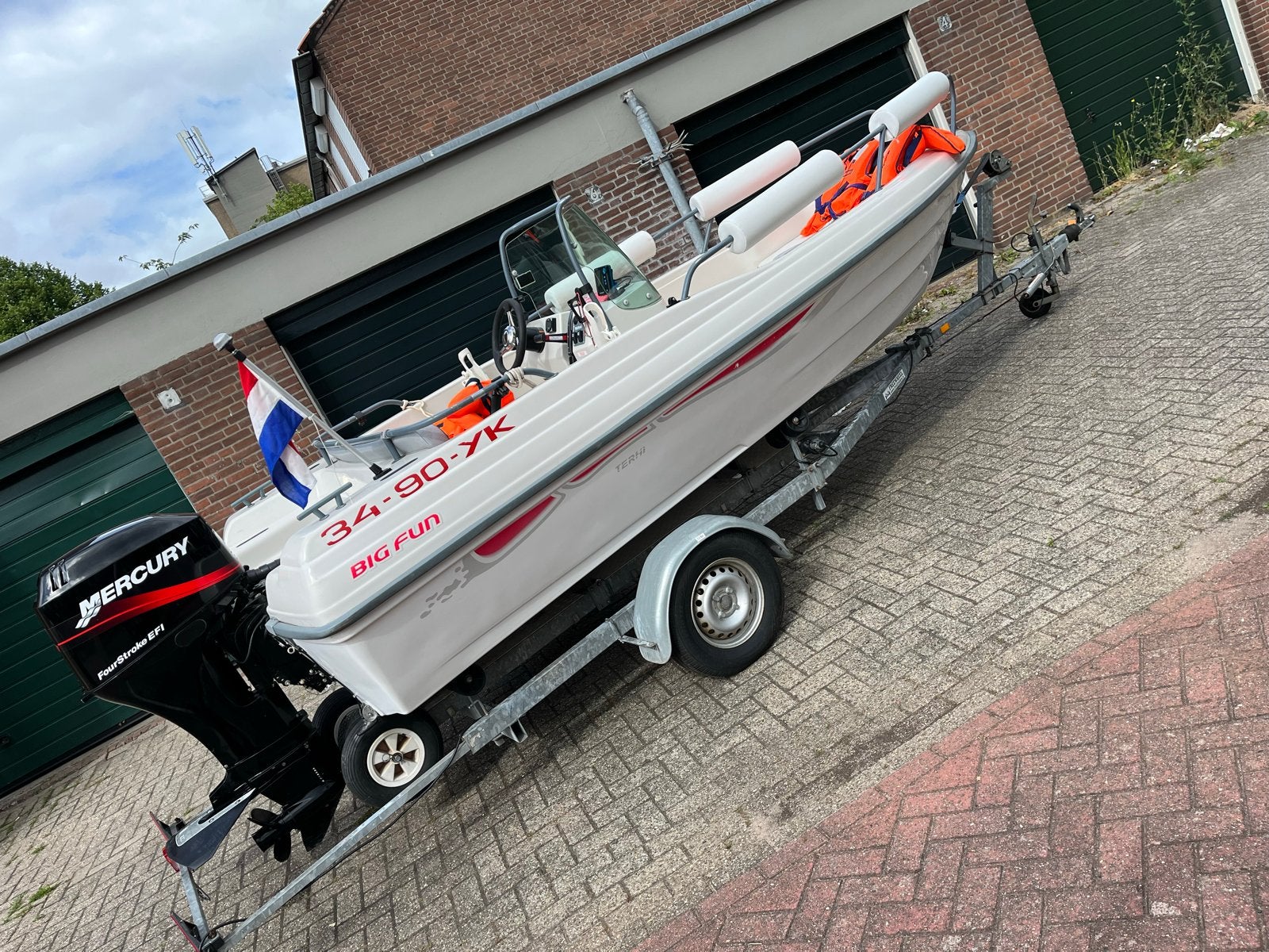 Vis/ consoleboot Mercury 60 pk EFI  geremde trailer compleet, Watersport en Boten, Ophalen, Overige merken, Viertaktmotor, Buitenboordmotor