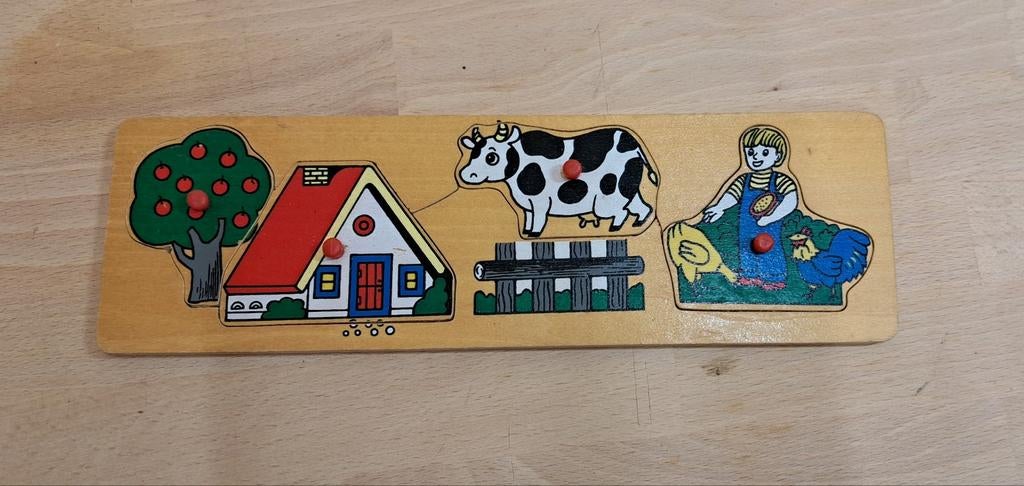 Houten puzzel - boederij, 2 tot 4 jaar, Gebruikt, Ophalen of Verzenden, Van hout