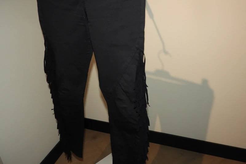 Elisabetta Franchi broek franje bekleding aan de zijkanten29, Kleding | Dames, Maat 38/40 (M), Zwart, Zo goed als nieuw, Lang
