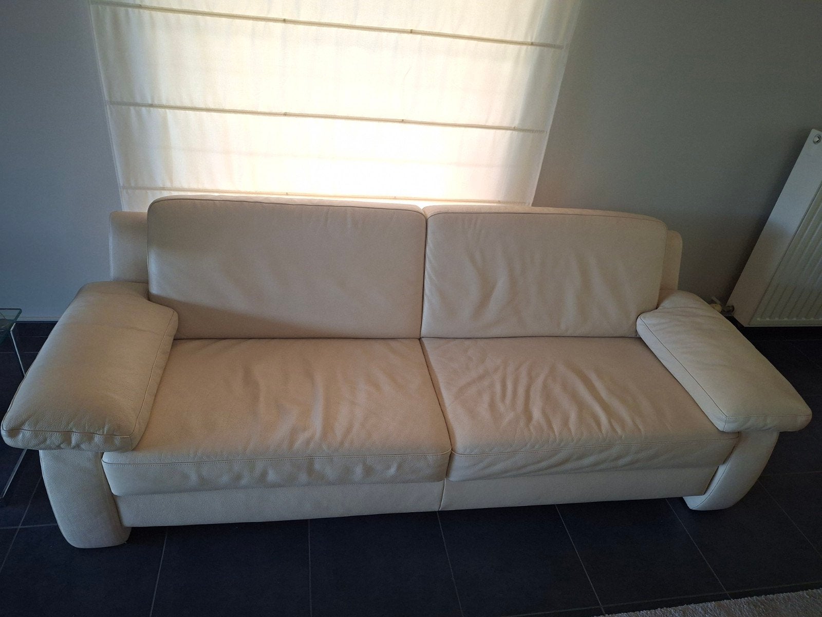 Leren bank te koop, Ophalen, Gebruikt, Tweepersoons, 75 tot 100 cm