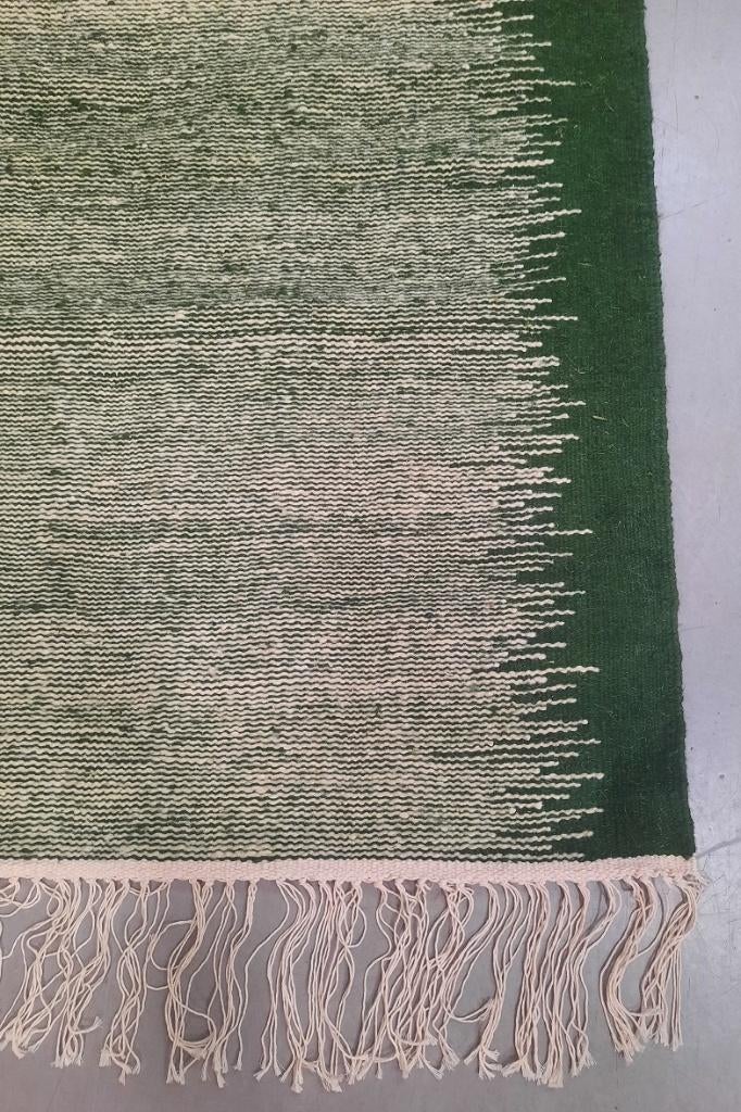 Prachtig vloerkleed loper Fair Fabrics groen beige 80 x 220, Groen, 200 cm of meer, Zo goed als nieuw, Rechthoekig