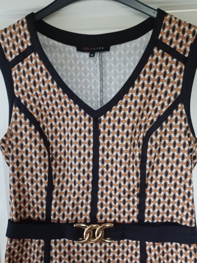 Mini Jurk Zwart Oranje S 34 36 Lola Liza ( Jool ), Kleding | Dames, Verzenden, Oranje, Zo goed als nieuw, Maat 36 (S)