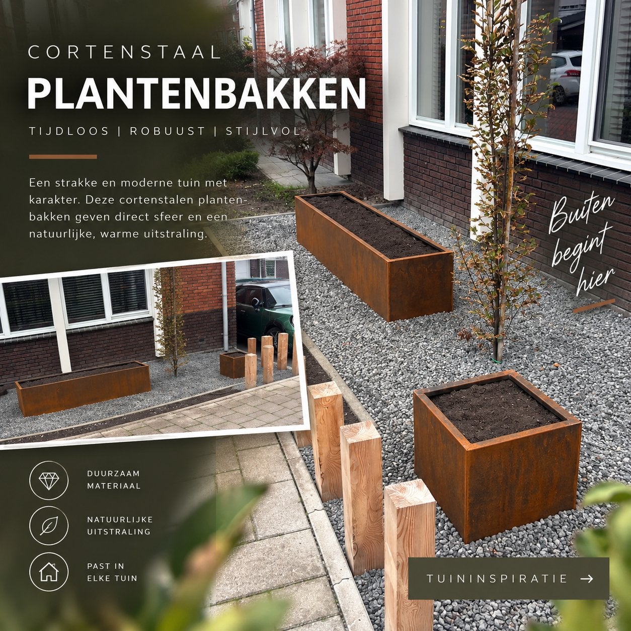 Cortenstalen Plantenbakken, Tuin en Terras, Ophalen, 100 cm of meer, Balkon, Nieuw