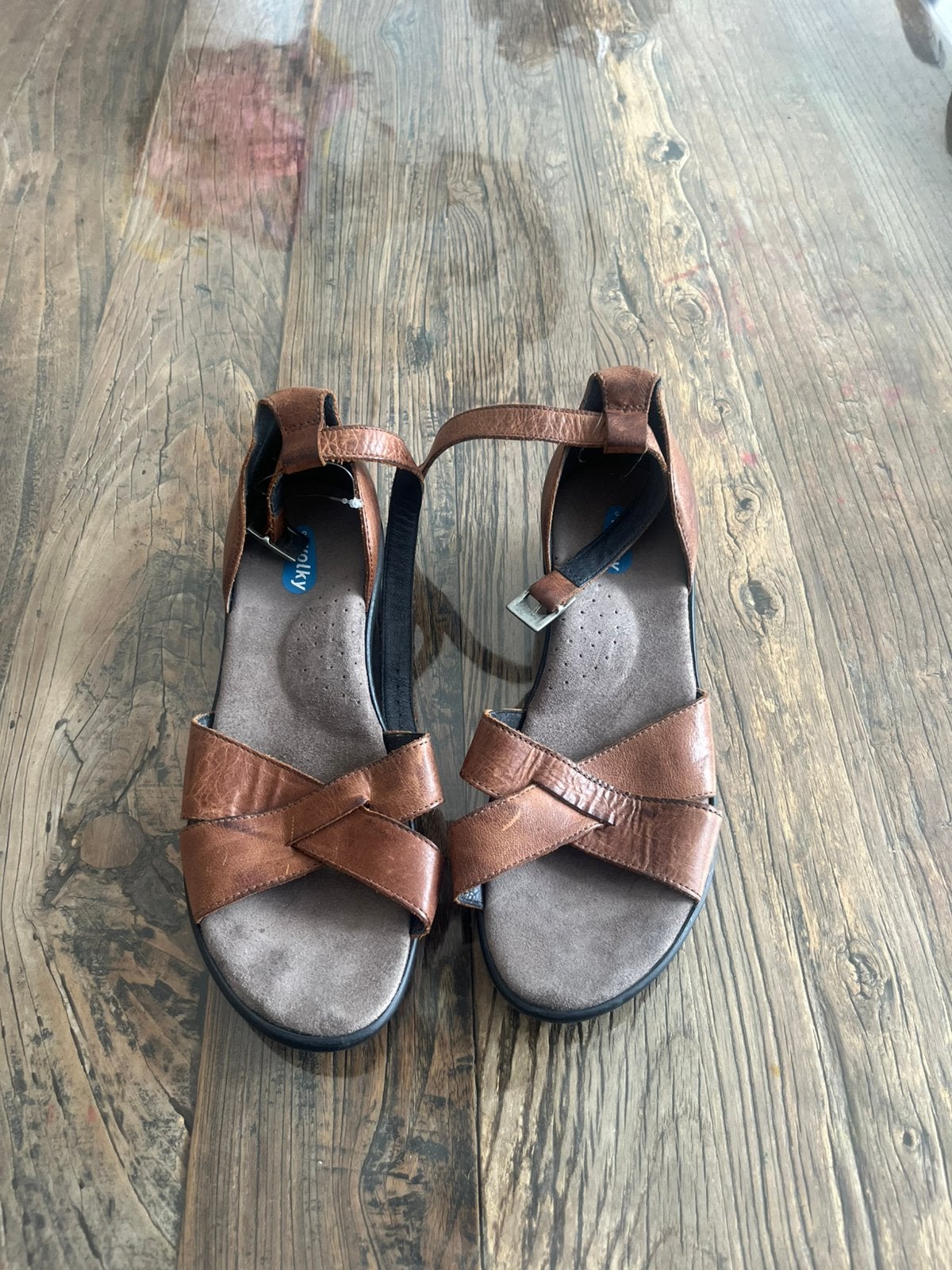 Wolky leren sandaal maat 39 dames bruin, Ophalen of Verzenden, Zo goed als nieuw, Bruin, Sandalen of Muiltjes