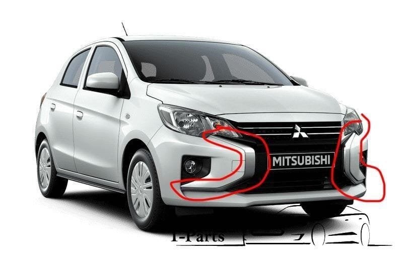 Mitsubishi space star chrome lijst voorbumper SET nieuw