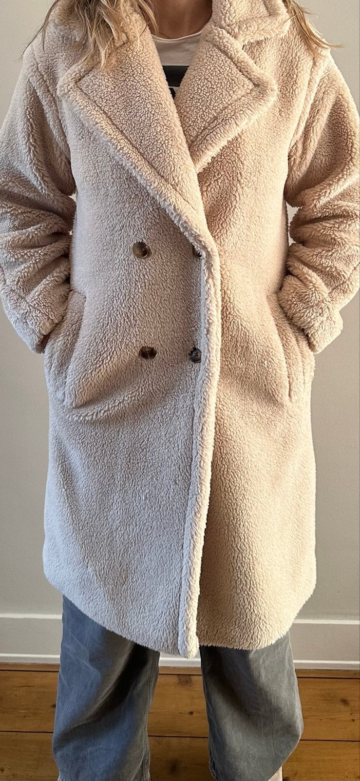 Teddy jas van Costes beige crème, Kleding | Dames, Jassen | Winter, Ophalen of Verzenden, Zo goed als nieuw, Maat 42/44 (L), Beige