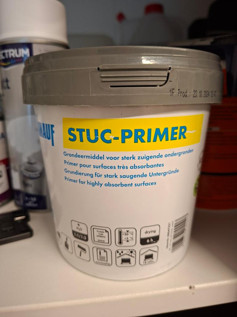 Knauf Stuc-primer, Doe-het-zelf en Verbouw, Verf, Beits en Lak, Ophalen, Nieuw, Geel