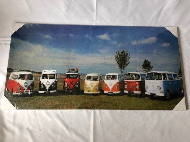 Canvas schilderij met volkswagen busjes in verpakking, Ophalen, 50 – 75, Nieuw, Schilderij