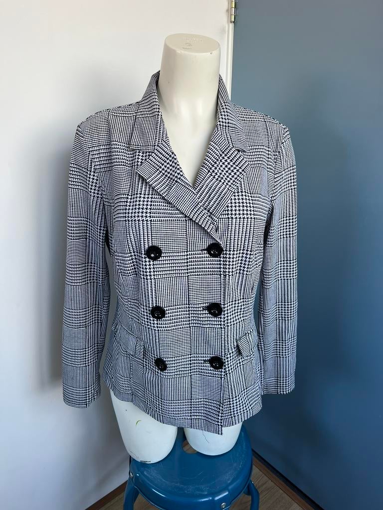Studio anneloes zwart wit ruitjed travelstof jasje blazer xl, Zwart, Maat 46/48 (XL) of groter, Ophalen of Verzenden, Zo goed als nieuw